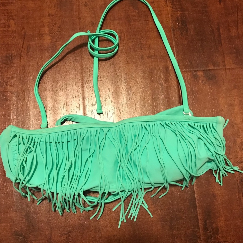 Fringe bikini strapless top!